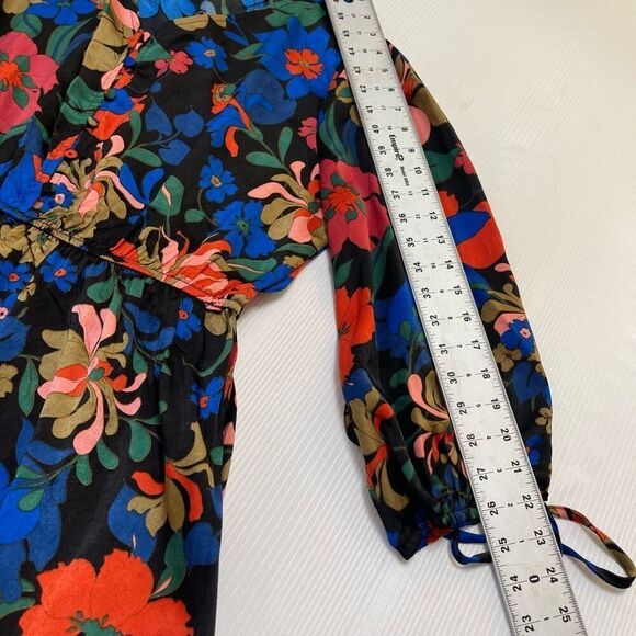 Hayden Los Angeles Retro Floral Tie Sleeve Button Detail Dress Size Large - Picture 3 of 7